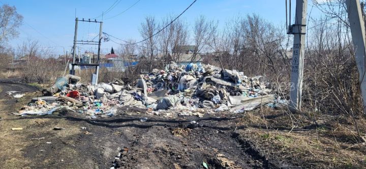 Мусоровоз после инцидента на дороге сбросил все отходы в частном секторе Прокопьевска