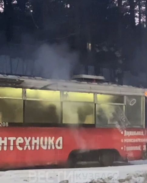 Задымившийся трамвай из Кемерова попал на видео   