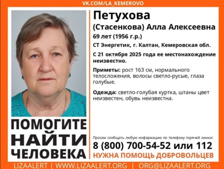 В Кузбассе бесследно исчезла пенсионерка