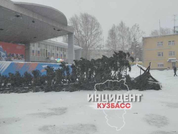 В кузбасском городе упала новогодняя ёлка на центральной площади